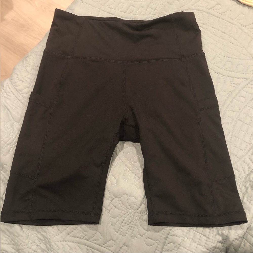 Women’s High Waist Bike Yoga Running Gym Spandex Shorts with side pockets